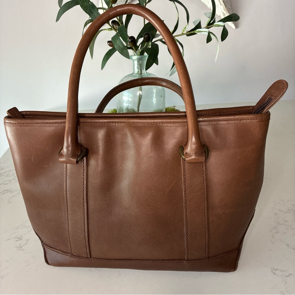 Vintage LL Bean Field & Town Leather Tote Bag